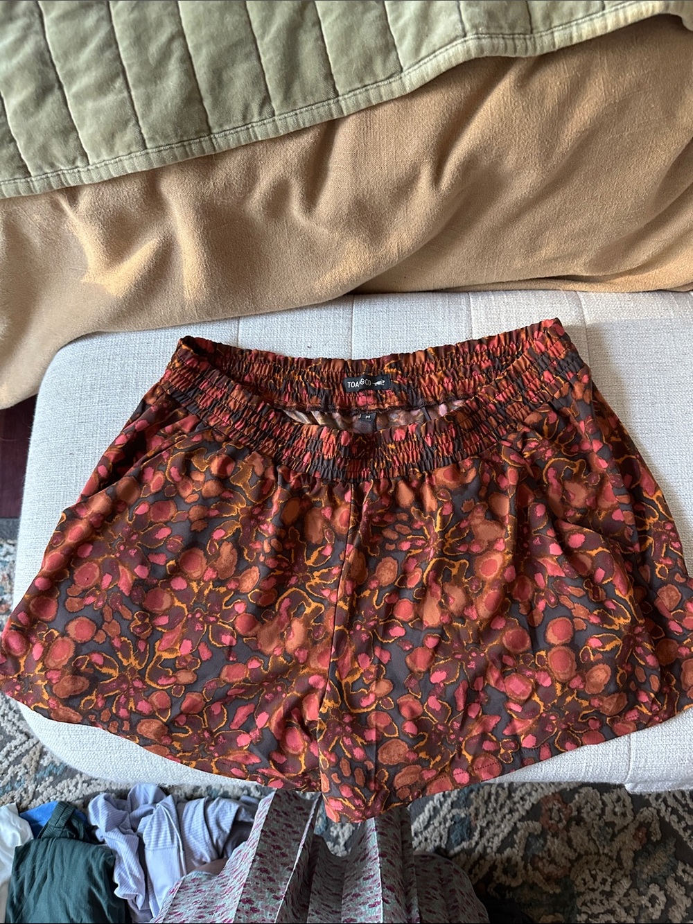 Toad&Co Rust and Pink Floral-Print Crusher Shorts